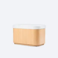 بوف توينكل بانكويت - مقعد منجد مع قاعدة خشب زان