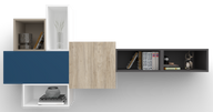 Cube Wall Unit 220 - With Mixed Open & Closed Storage Spaces