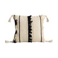 Black & White Fringes Cotton Cushion