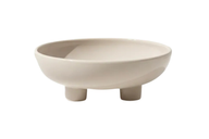 وعاء سيراميك كبير بقاعدة – بيج لامع