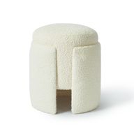 Macaron Stool - Ivory - Boucle Fabric - Round