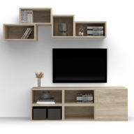 Cube Wall-Mounted Modular TV Unit - Modern Wooden Design