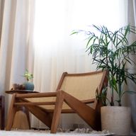 Brown Kangaroo Chair In Cane & Red Beech Wood