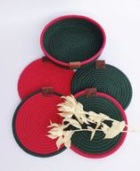 طقم كوسترات من القطن - 4 كوستر وطبق