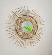 Queen Sun Handcrafted Natural Bamboo Mirror – Boho Design