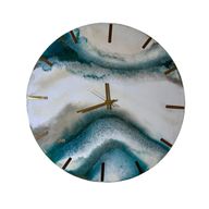 Marble Round Epoxy Wall Clock – Handmade Resin on Wood