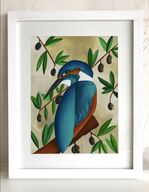 Kingfisher & Olive Tree Framed Fine Art Giclée Print