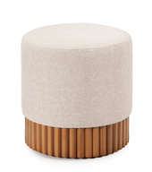 Cara Round Pouf With Wooden Base - Premium Quality Fabric