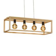 Modern Wood & Steel 4 Bulb Pendant - YL1109