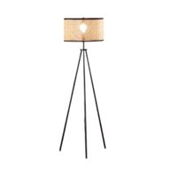 Modern Floor Lamp With Rattan Shade & Black Steel Tripod - YL732