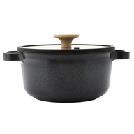 Alma Ceramic Pot With Glass Lid Black