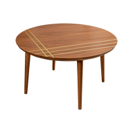 Striped Coffee Table - Round Design - Walnut Veneer