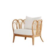 Curved Bamboo Armchair With Natural Frame and Cushions