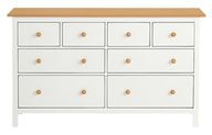 Dresser / Chest of 8 Drawers - Beech Wood & Oak Veneer