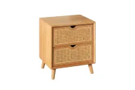 Natura Wooden Rattan Bedside Table – 2 Drawers