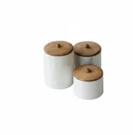 Clea Marble Jars With Wooden Lids