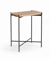 Rectangular Side Table With Marble\Wood Top And Metal Legs