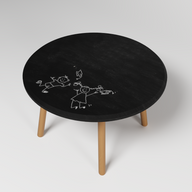 Chalkboard Round Table With Slanted Wooden Legs