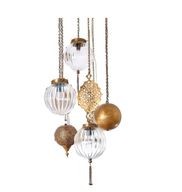 Brass & Glass Chandelier ( 4 pendants )