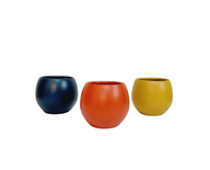 Yellow, Brick Red, Dark Blue Decorative Pot with Plate