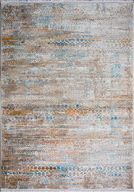 Famous Land - Modern Geometric Beige & Blue Carpet