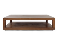 Wooden Coffee Table Brown With Open Shelf Storage