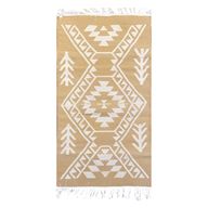 مشاية اثننك صوف بيج منسوجة يدويًا – تصميم هندسي