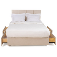 -سرير اكسنت منجد بتصميم مربعات مميزة وادراج تخزين