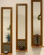 Mashrabiya-Inspired Wall Mirror Set With Functional Shelves