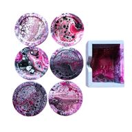 Acrylic pouring Tea Coaster Set