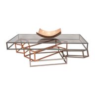 Blocks Stainless Steel Coffee Table With Glass Top