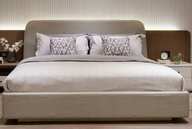 Aurora Bed With Upholstered Curved Headboard Beige