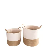 باسكت من الجوت و القطن الطبيعي - مجموعة من قطعتين (صغير - وسط )