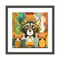 Darwisha Scientist Painting Framed Artwork - Raccoon Drawing