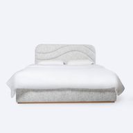 سرير موجة خشب زان وتنجيد كامل