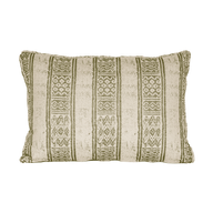 Green Moon Stripes Throw Cushion With Beige Linen Back