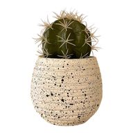 Artificial Ball Cactus with White Terrazzo Pot