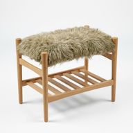 Scandi Stool In Beech Wood With A Shelf