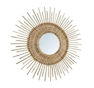 Queen Sun Handcrafted Natural Bamboo Mirror – Boho Design