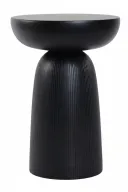 Flutes Side Table - Oak Veneer - Round Design - Black