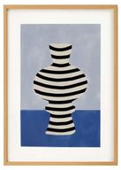 Colorful Vase Black and White Striped Artwork – Bold Contemporary Home Decor