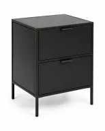 Black Metal Bedside Table 2 Drawers
