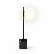 Modern Black Table Lamp With Marble Base and Opal Globe - YL747