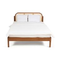 Maui Beech Wood Bed With Cane Headboard