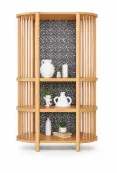 Daisy Shelving Unit In Beech Pine Wood & Linen Upholstery