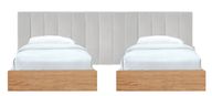 Extended Vertical Panel Headboard with 2 Single Beds
