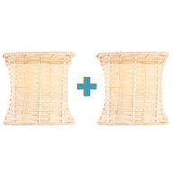 Curved Bamboo Wall Lamp Set - Woven Natural Glow - A116
