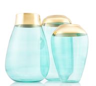 Set of 3 glass vases with golden rim
