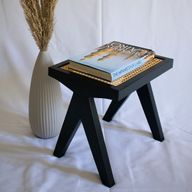 Lounge Stool - Solid Beech Wood - Handmade Cane