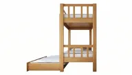 Beech Bunk Bed With Vertical Rails And Pull-Out Bed